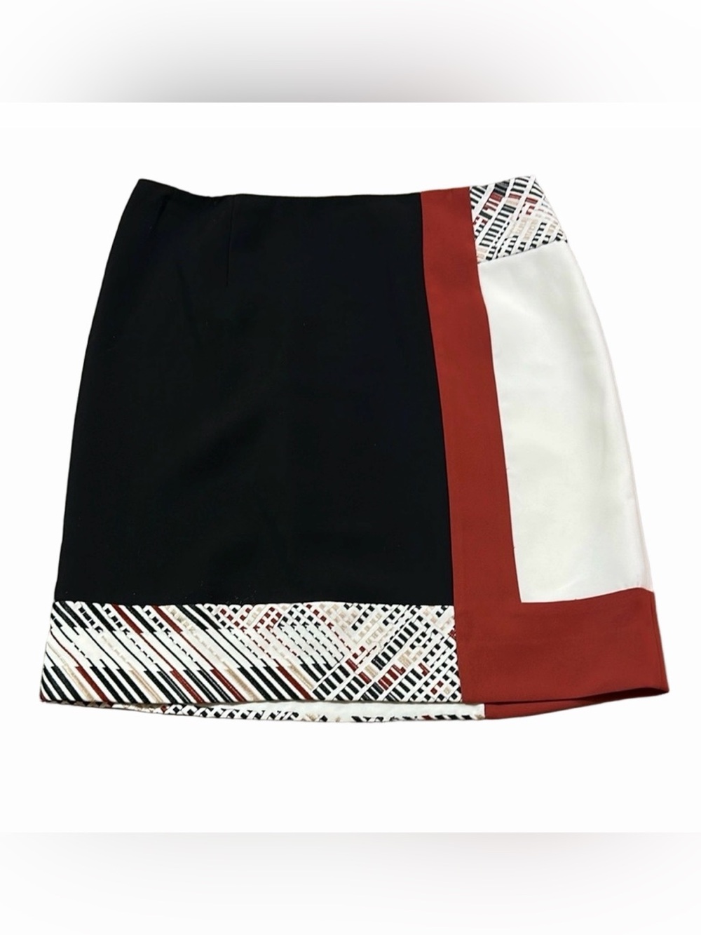 White House Black Market Business Casual Color Block Mini Skirt Size 2 Black